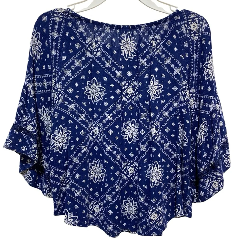 JUSTICE Top Shorts Set 2-Pieces Size 12 Blue Tan Boho Classic Bermuda Length
